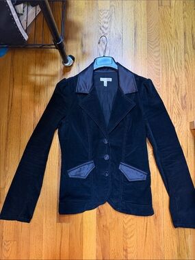 Joie Black Velvet Blazer with Satin Trim